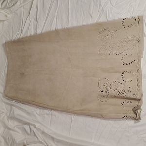 Tan Siena Studio Leather Midi Skirt size 4P